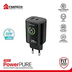 FANTECH PPE251 PowerPURE Duel-Port-Adapter 25Watt With Digital Display