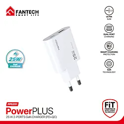 FANTECH PPS251 PowerPLUS 25W 2 Ports GaN Charger (PD+QC)