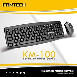 FANTECH KM100 USB Wired Keyboard Mouse Combo Black