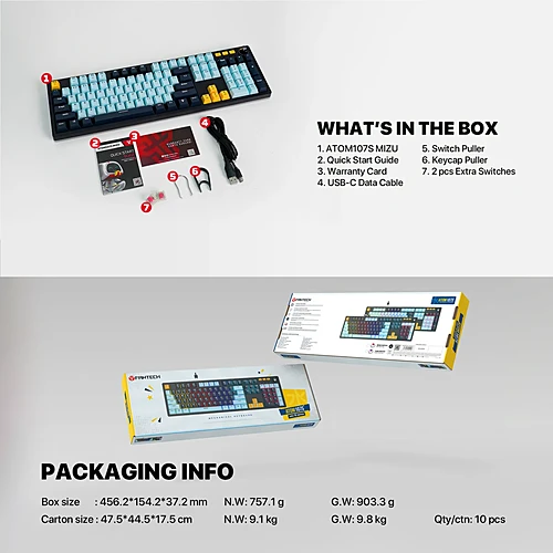 FANTECH MK893S ATOM107S MECHANICAL GAMING KEYBOARD MIZU EDITION
