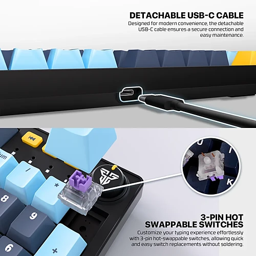 FANTECH MK893S ATOM107S MECHANICAL GAMING KEYBOARD MIZU EDITION