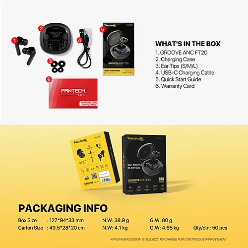 FANTECH FT20 Finecoustic’s Groove ANC Bluetooth Earbuds