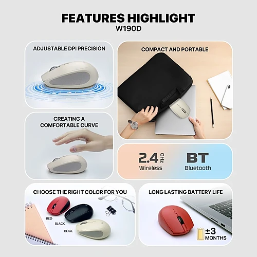 FANTECH GO W193D Dual Mode Wireless Mouse