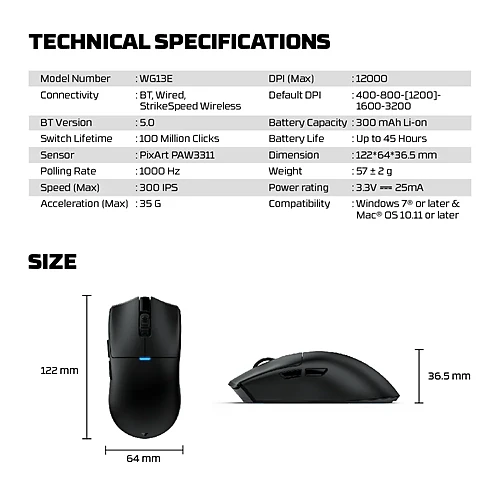 FANTECH WG13E  TANTO E Tri-Mode Wireless Gaming Mouse
