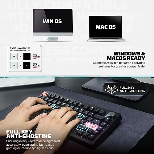 FANTECH MK921 MAXFIT8 Tri-Mode Wireless Mechanical Gaming Keyboard