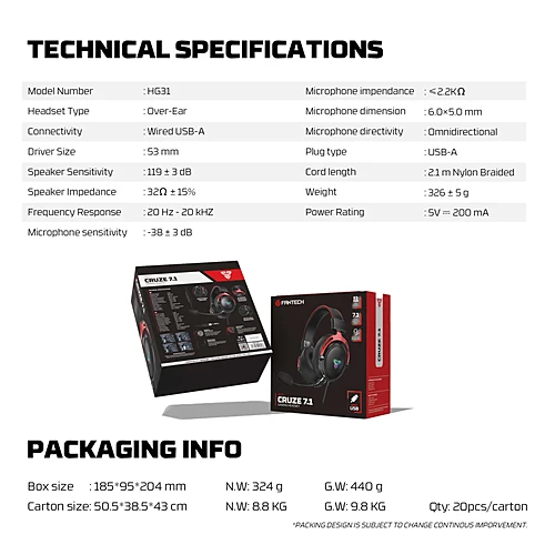 FANTECH HG31 CRUZE 7.1 RGB Gaming Headphone