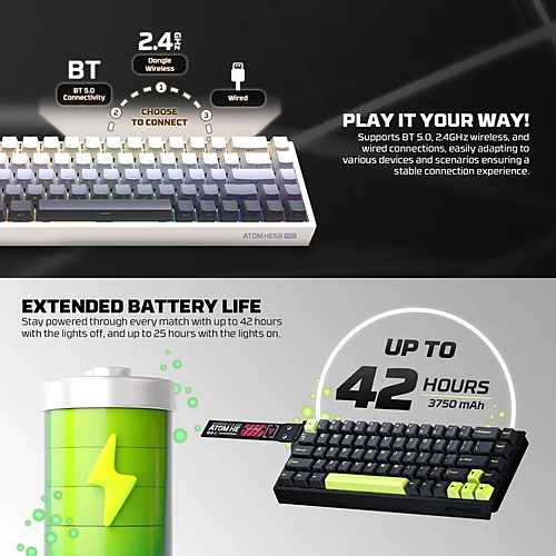 FANTECH MK922 ATOM HE68 PRO Wireless Gaming Mechanical Keyboard