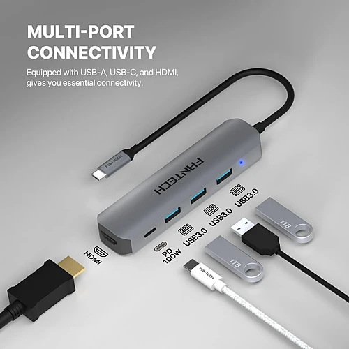 FANTECH HC052 NeraLink 5-in-1 USB-C Docking Station Hub