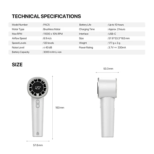 FANTECH PAC5 Portable Mini Fan With LCD Display