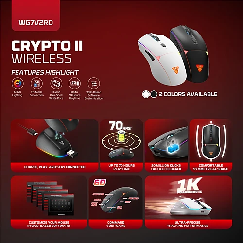 FANTECH WG7V2RD Crypto II Wireless Gaming Mouse