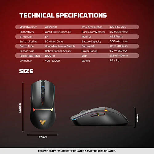 FANTECH WG7V2RD Crypto II Wireless Gaming Mouse