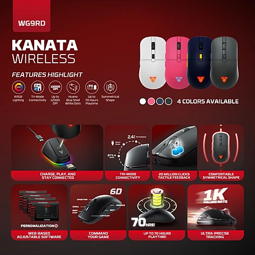 FANTECH WG9RD Kanata Wireless Gaming Mouse