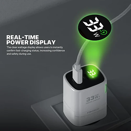 FANTECH PPS332 PowerPLUS 33W 2-Ports GaN Charger (PD+QC)