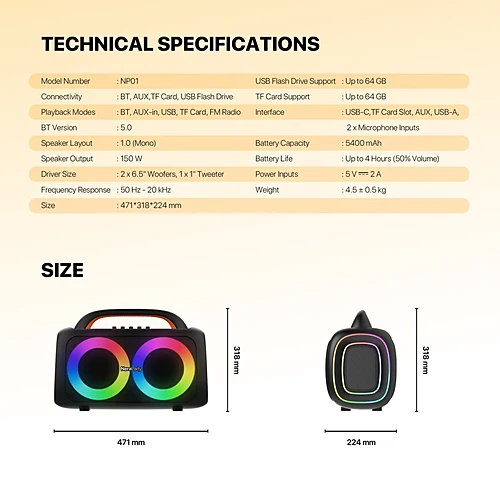 FANTECH NP01 NeraParty Portable Party Speaker