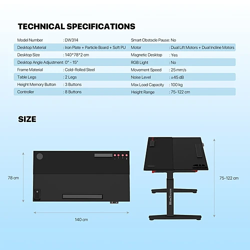 FANTECH DW314 JURICH Adjustable Rising Desk