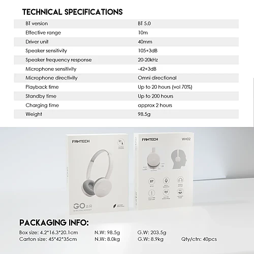 FANTECH WH02 GO AIR Wireless Headphone.