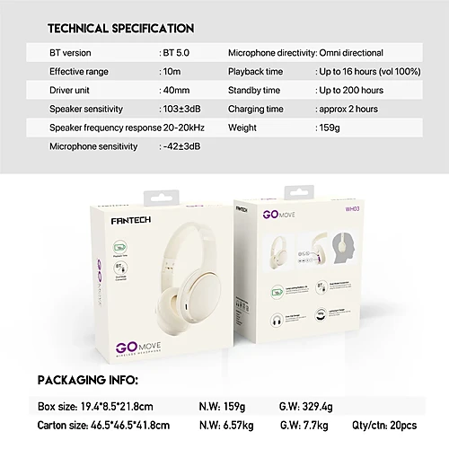 FANTECH WH03 GO MOVE DUAL CONNECTION WIRELESS HEADPHONE