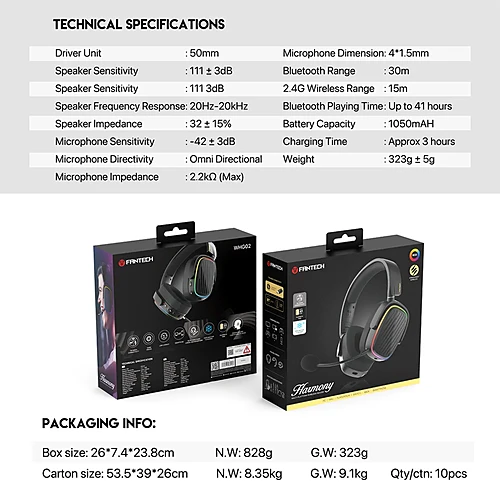 FANTECH WHG02 HARMONY Wireless Bluetooth Headphone