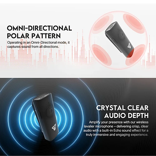 FANTECH LEVIOSA AIR WMV21C Microphone Wireless Lavalier Type C Dual Mic