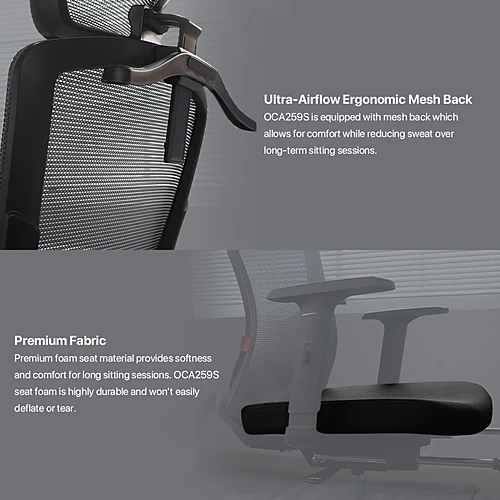 FANTECH OC-A259S OFFICE CHAIR (BLACK AND GREY)