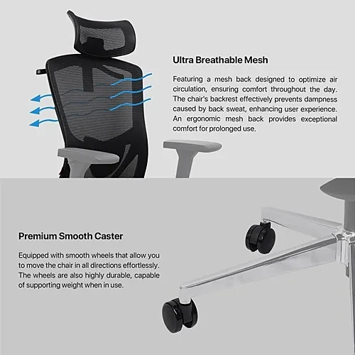 FANTECH OC-A259 Pro Premium Mesh Office Chair with Leg Rest