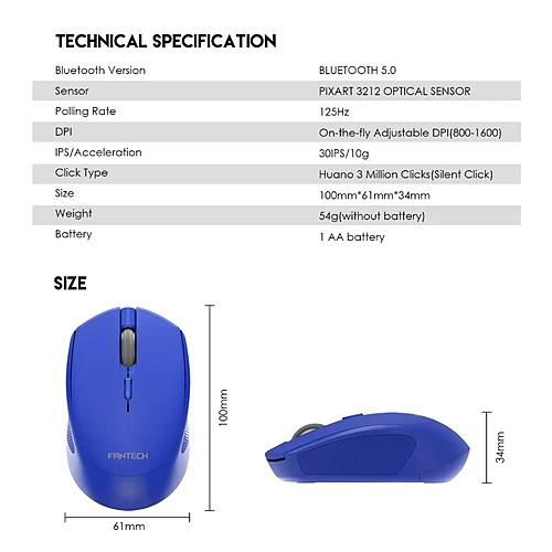FANTECH W190 Dual Mode Wireless Mouse