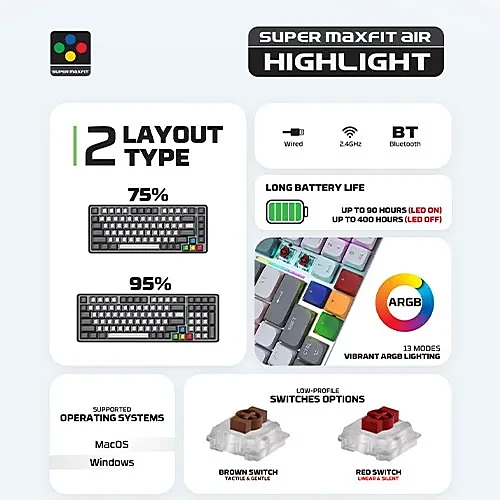 Fantech Maxfit AIR83 MK915 Wireless Mechanical Keyboard