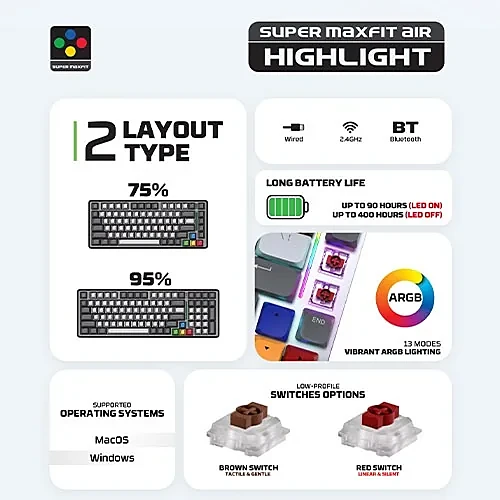 Fantech Maxfit AIR99 MK916 Wireless Mechanical Keyboard