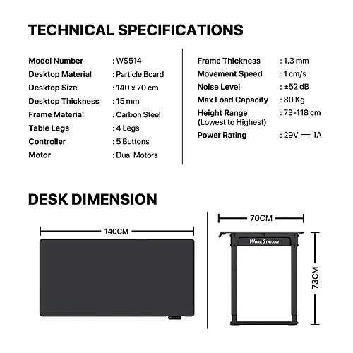FANTECH WS514 WORK STATION Hight Adjustable Rising Desk